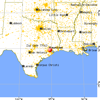 Houston, TX (77013) map from a distance