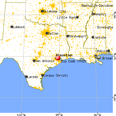 Houston, TX (77015) map from a distance