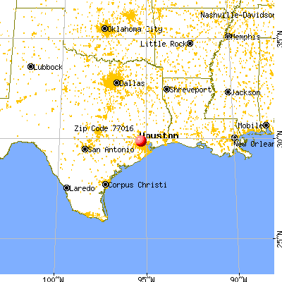 Houston, TX (77016) map from a distance