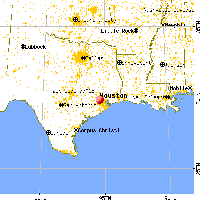 Houston, TX (77018) map from a distance