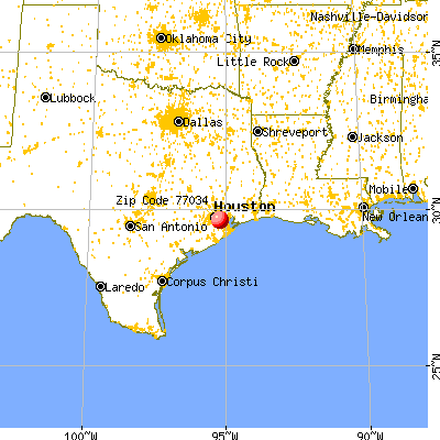 Houston, TX (77034) map from a distance