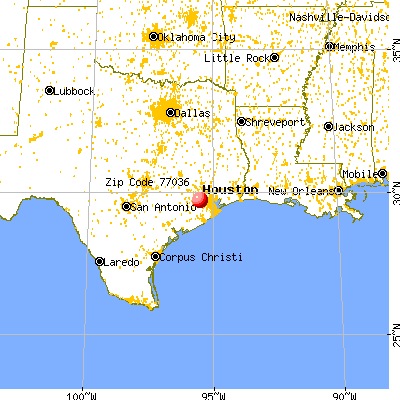 Houston, TX (77036) map from a distance