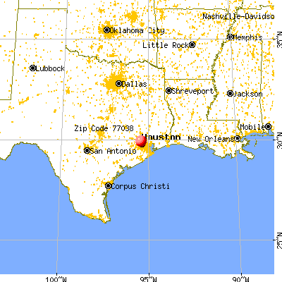 Houston, TX (77038) map from a distance