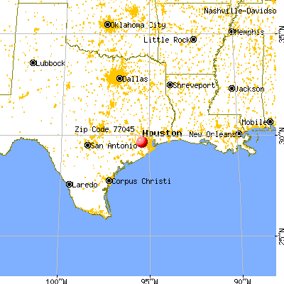 Houston, TX (77045) map from a distance