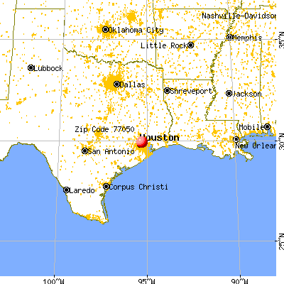 Houston, TX (77050) map from a distance