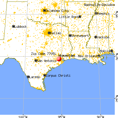 Houston, TX (77051) map from a distance