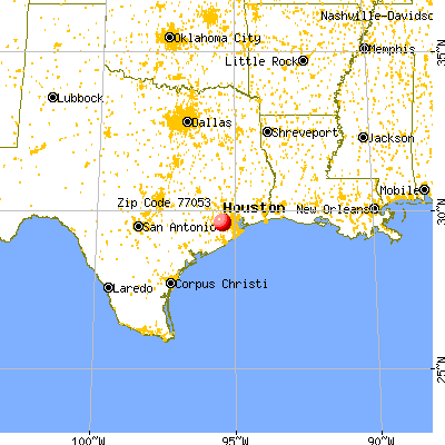 Houston, TX (77053) map from a distance