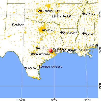 Houston, TX (77065) map from a distance