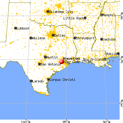 Houston, TX (77077) map from a distance