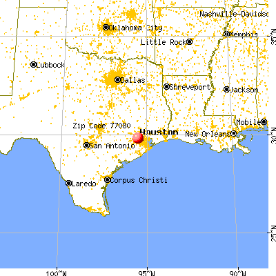 Houston, TX (77080) map from a distance