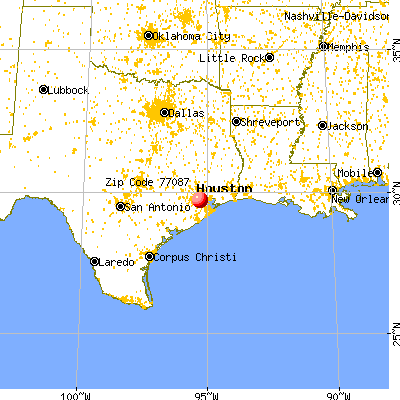 Houston, TX (77087) map from a distance