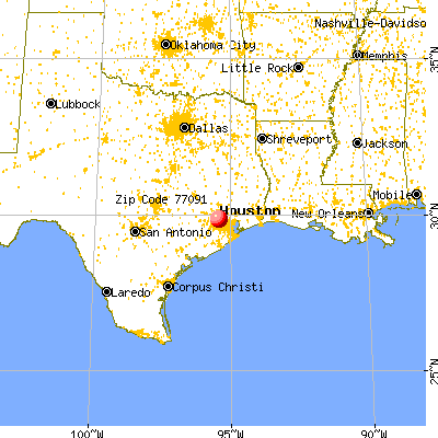 Houston, TX (77091) map from a distance