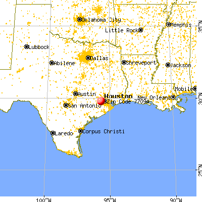 Houston, TX (77094) map from a distance