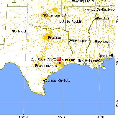 Conroe, TX (77302) map from a distance