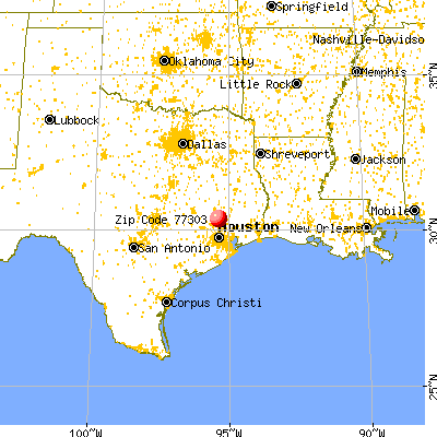 Conroe, TX (77303) map from a distance