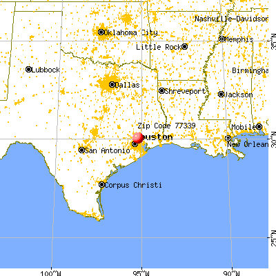 Houston, TX (77339) map from a distance