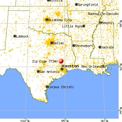 Huntsville, TX (77340) map from a distance