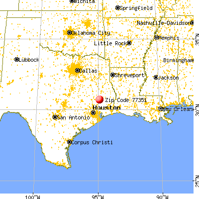 West Livingston, TX (77351) map from a distance