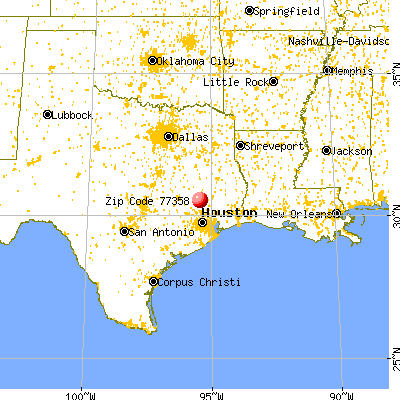 New Waverly, TX (77358) map from a distance
