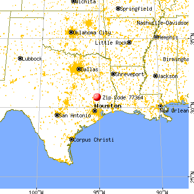 Point Blank, TX (77364) map from a distance