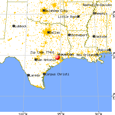 Bellaire, TX (77401) map from a distance