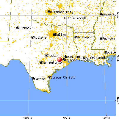 Brookshire, TX (77423) map from a distance