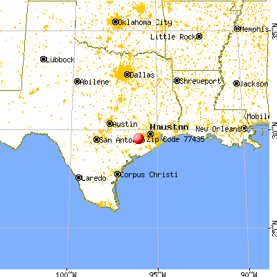 East Bernard, TX (77435) map from a distance