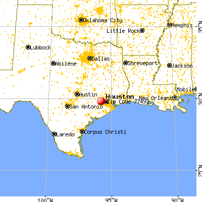 Katy, TX (77493) map from a distance