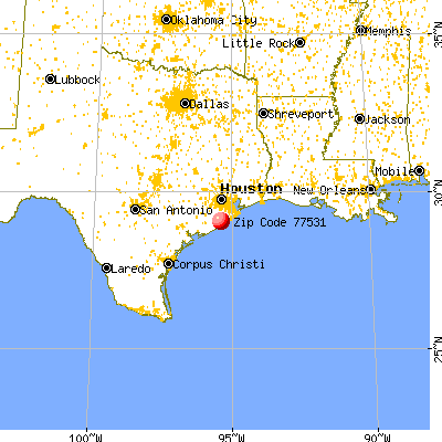Clute, TX (77531) map from a distance