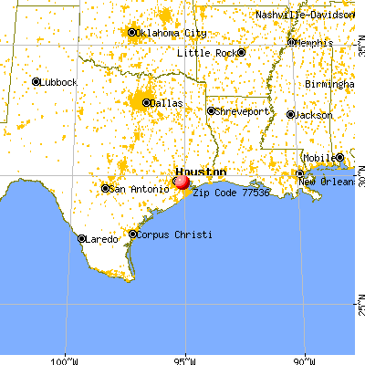Deer Park, TX (77536) map from a distance