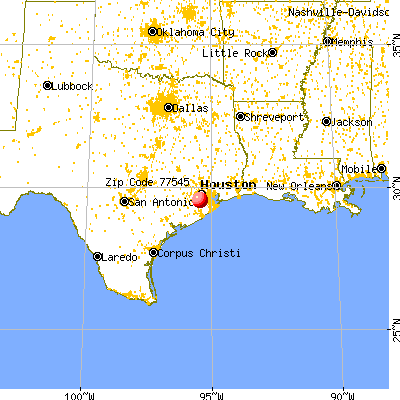 Fresno, TX (77545) map from a distance