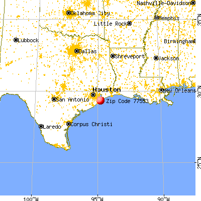 Galveston, TX (77553) map from a distance