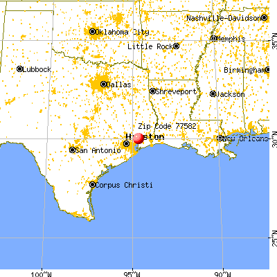 , TX (77582) map from a distance