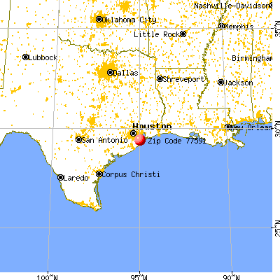 Texas City, TX (77591) map from a distance