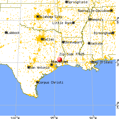 Kountze, TX (77625) map from a distance