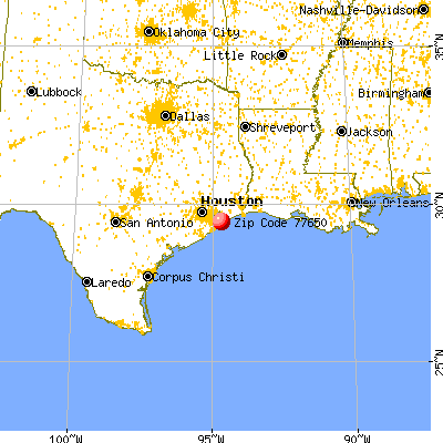 Bolivar Peninsula, TX (77650) map from a distance