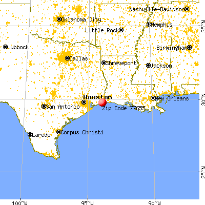 Port Arthur, TX (77655) map from a distance