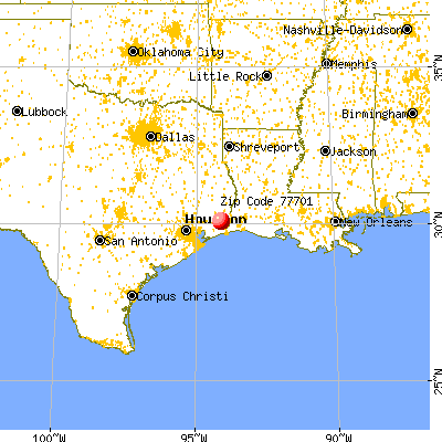 Beaumont, TX (77701) map from a distance