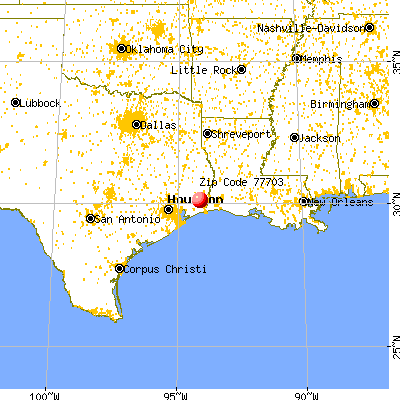 Beaumont, TX (77703) map from a distance