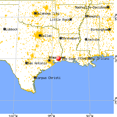 Beaumont, TX (77705) map from a distance