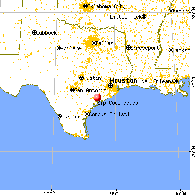 La Ward, TX (77970) map from a distance