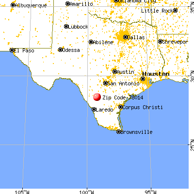 Cotulla, TX (78014) map from a distance