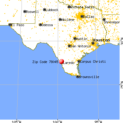 Laredo, TX (78045) map from a distance