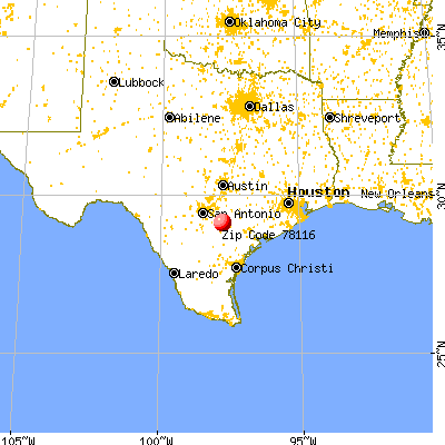 Gillett, TX (78116) map from a distance