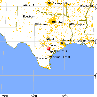 Nordheim, TX (78141) map from a distance