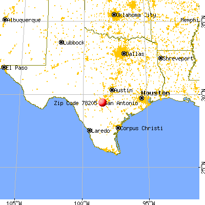 San Antonio, TX (78205) map from a distance