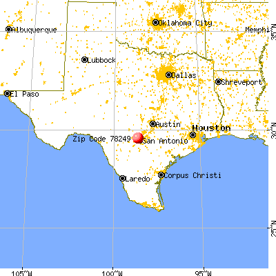 San Antonio, TX (78249) map from a distance