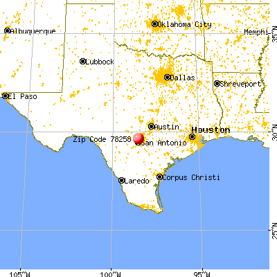 San Antonio, TX (78258) map from a distance