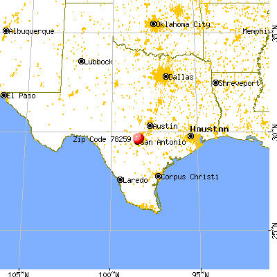 San Antonio, TX (78259) map from a distance