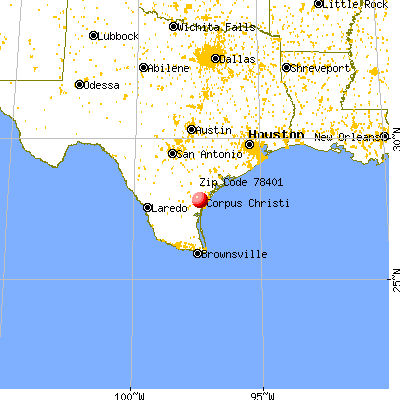 Corpus Christi, TX (78401) map from a distance